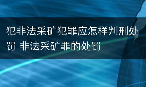 犯非法采矿犯罪应怎样判刑处罚 非法采矿罪的处罚