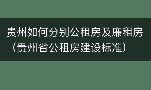 贵州如何分别公租房及廉租房（贵州省公租房建设标准）