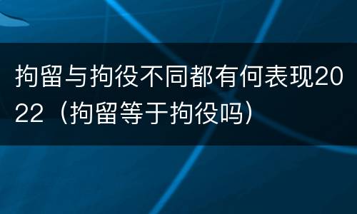 拘留与拘役不同都有何表现2022（拘留等于拘役吗）