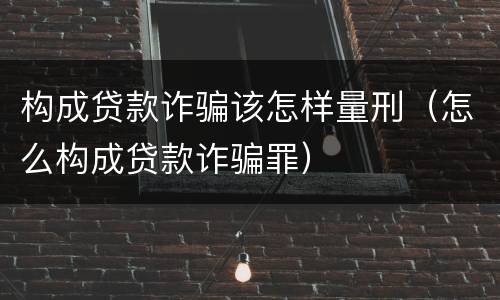 构成贷款诈骗该怎样量刑（怎么构成贷款诈骗罪）