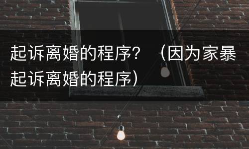 起诉离婚的程序？（因为家暴起诉离婚的程序）