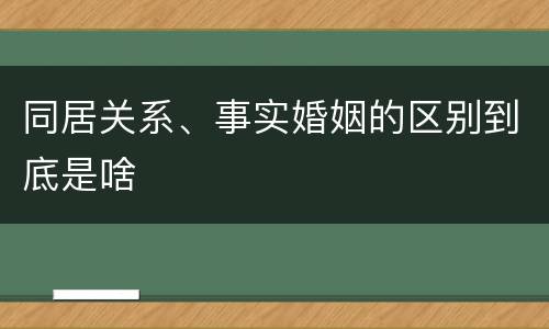 同居关系、事实婚姻的区别到底是啥