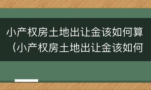 小产权房土地出让金该如何算（小产权房土地出让金该如何算的）