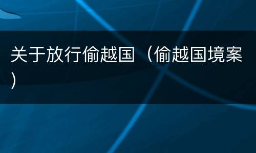 关于放行偷越国（偷越国境案）