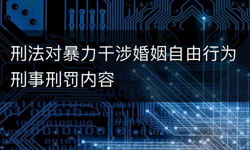 刑法对暴力干涉婚姻自由行为刑事刑罚内容