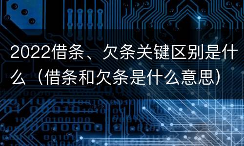 2022借条、欠条关键区别是什么（借条和欠条是什么意思）