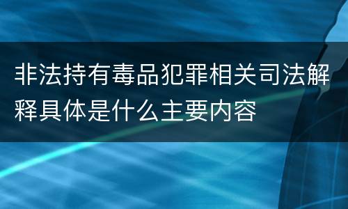 非法持有毒品犯罪相关司法解释具体是什么主要内容