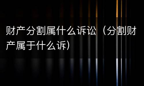 财产分割属什么诉讼（分割财产属于什么诉）