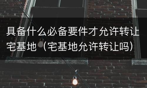具备什么必备要件才允许转让宅基地（宅基地允许转让吗）