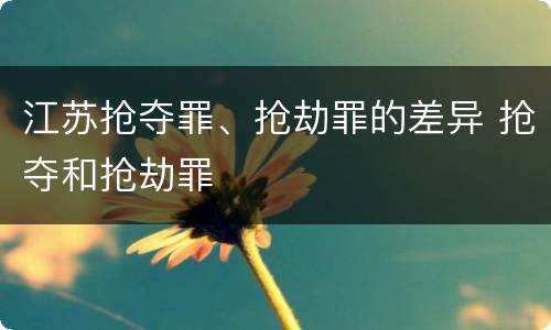 江苏抢夺罪、抢劫罪的差异 抢夺和抢劫罪