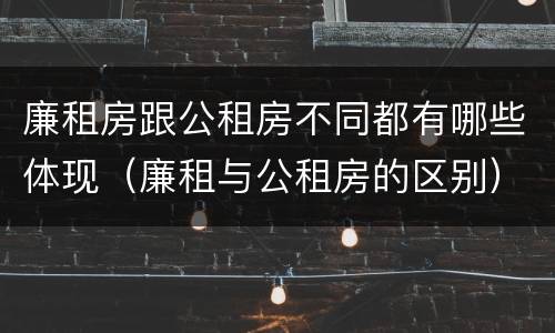 廉租房跟公租房不同都有哪些体现（廉租与公租房的区别）