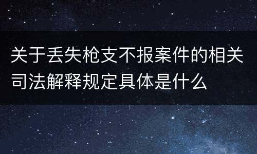 关于丢失枪支不报案件的相关司法解释规定具体是什么
