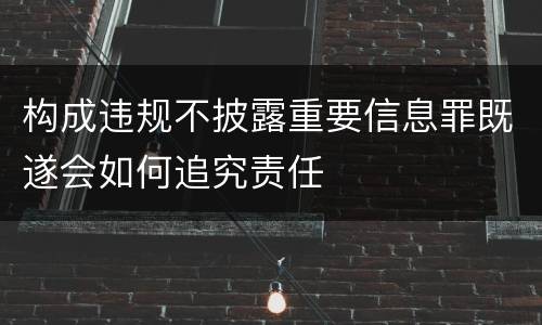 构成违规不披露重要信息罪既遂会如何追究责任
