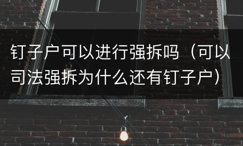 钉子户可以进行强拆吗（可以司法强拆为什么还有钉子户）