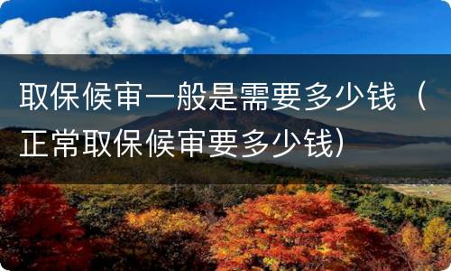 取保候审一般是需要多少钱（正常取保候审要多少钱）