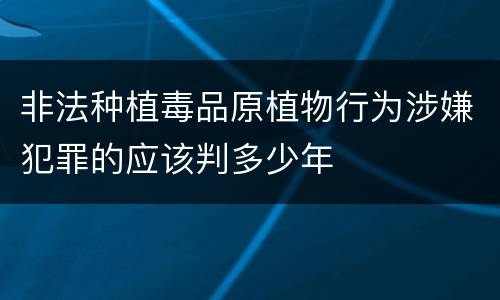 非法种植毒品原植物行为涉嫌犯罪的应该判多少年