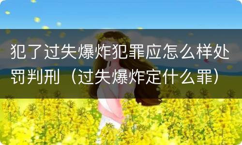 犯了过失爆炸犯罪应怎么样处罚判刑（过失爆炸定什么罪）