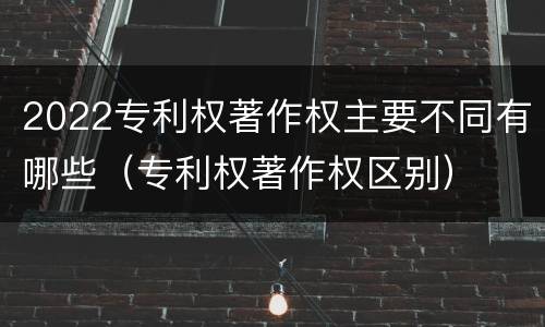 2022专利权著作权主要不同有哪些（专利权著作权区别）