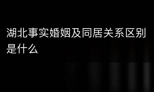 湖北事实婚姻及同居关系区别是什么