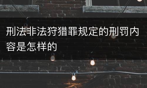刑法非法狩猎罪规定的刑罚内容是怎样的