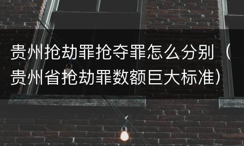 贵州抢劫罪抢夺罪怎么分别（贵州省抢劫罪数额巨大标准）