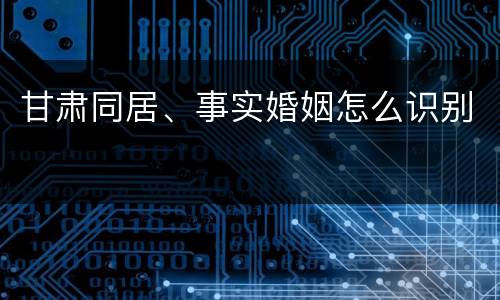 甘肃同居、事实婚姻怎么识别