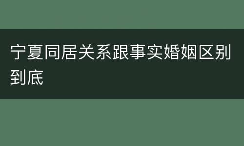 宁夏同居关系跟事实婚姻区别到底