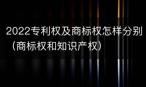 2022专利权及商标权怎样分别（商标权和知识产权）