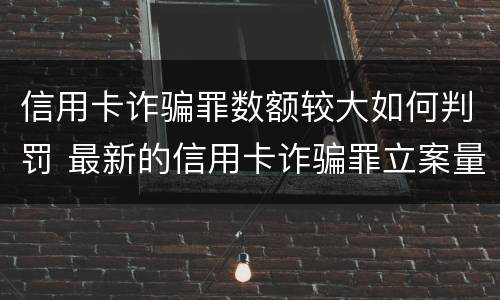 信用卡诈骗罪数额较大如何判罚 最新的信用卡诈骗罪立案量刑标准