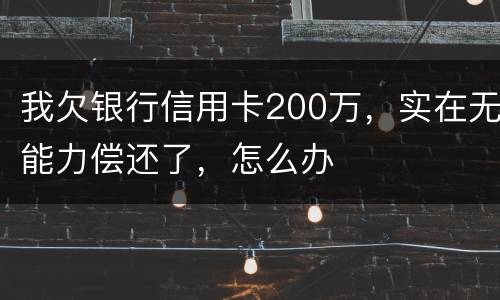 我欠银行信用卡200万，实在无能力偿还了，怎么办