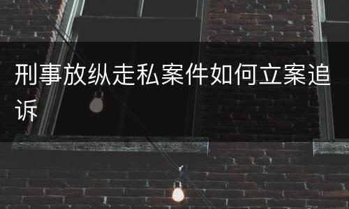 刑事放纵走私案件如何立案追诉