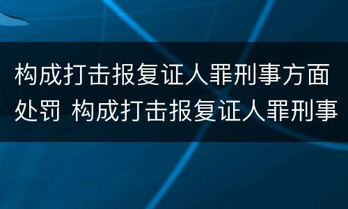 构成打击报复证人罪刑事方面处罚 构成打击报复证人罪刑事方面处罚决定书