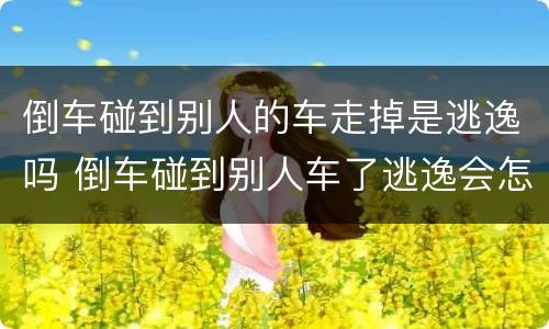 倒车碰到别人的车走掉是逃逸吗 倒车碰到别人车了逃逸会怎么处理