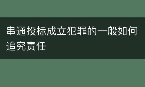 串通投标成立犯罪的一般如何追究责任