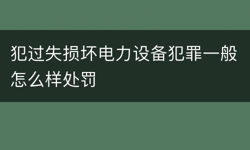 犯过失损坏电力设备犯罪一般怎么样处罚