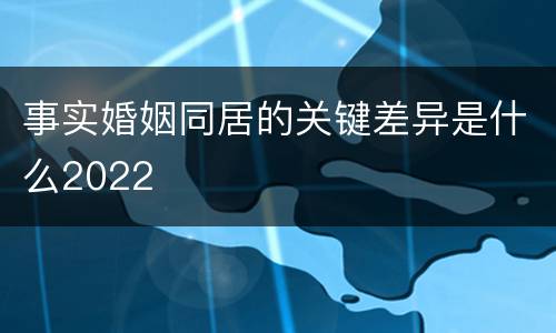 事实婚姻同居的关键差异是什么2022