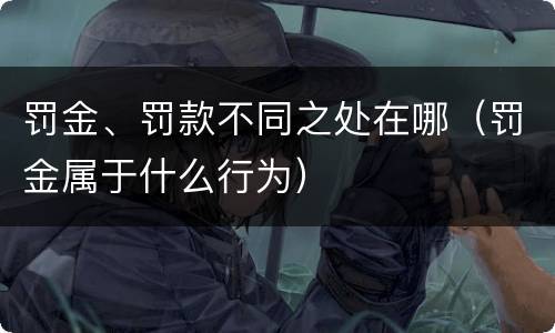 罚金、罚款不同之处在哪（罚金属于什么行为）