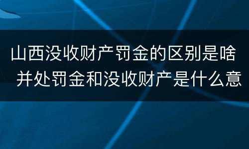 山西没收财产罚金的区别是啥 并处罚金和没收财产是什么意思