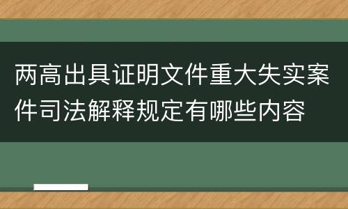 两高出具证明文件重大失实案件司法解释规定有哪些内容