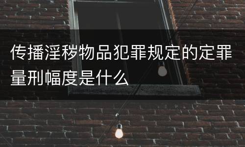 传播淫秽物品犯罪规定的定罪量刑幅度是什么