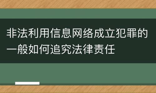 非法利用信息网络成立犯罪的一般如何追究法律责任