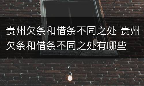 贵州欠条和借条不同之处 贵州欠条和借条不同之处有哪些