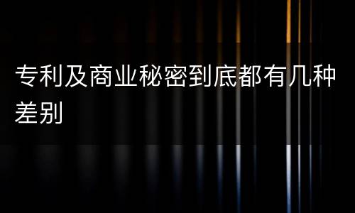 专利及商业秘密到底都有几种差别