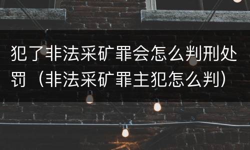 犯了非法采矿罪会怎么判刑处罚（非法采矿罪主犯怎么判）