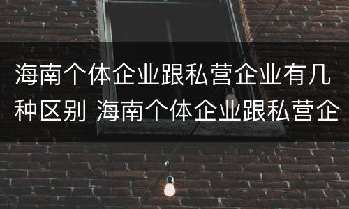 海南个体企业跟私营企业有几种区别 海南个体企业跟私营企业有几种区别在哪