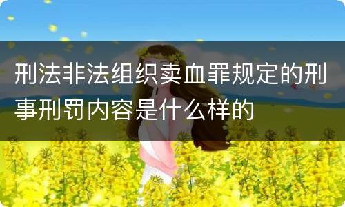 刑法非法组织卖血罪规定的刑事刑罚内容是什么样的