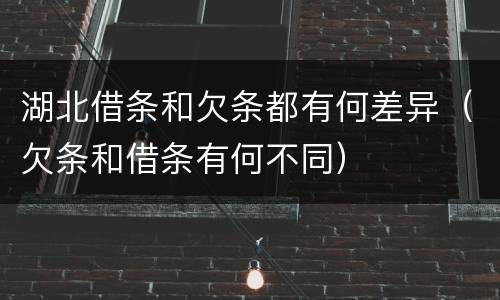 湖北借条和欠条都有何差异（欠条和借条有何不同）