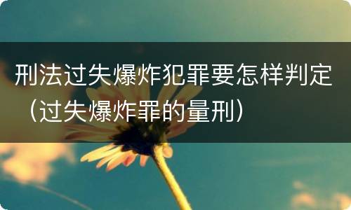 刑法过失爆炸犯罪要怎样判定（过失爆炸罪的量刑）