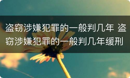 盗窃涉嫌犯罪的一般判几年 盗窃涉嫌犯罪的一般判几年缓刑