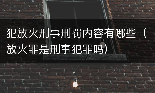 犯放火刑事刑罚内容有哪些（放火罪是刑事犯罪吗）